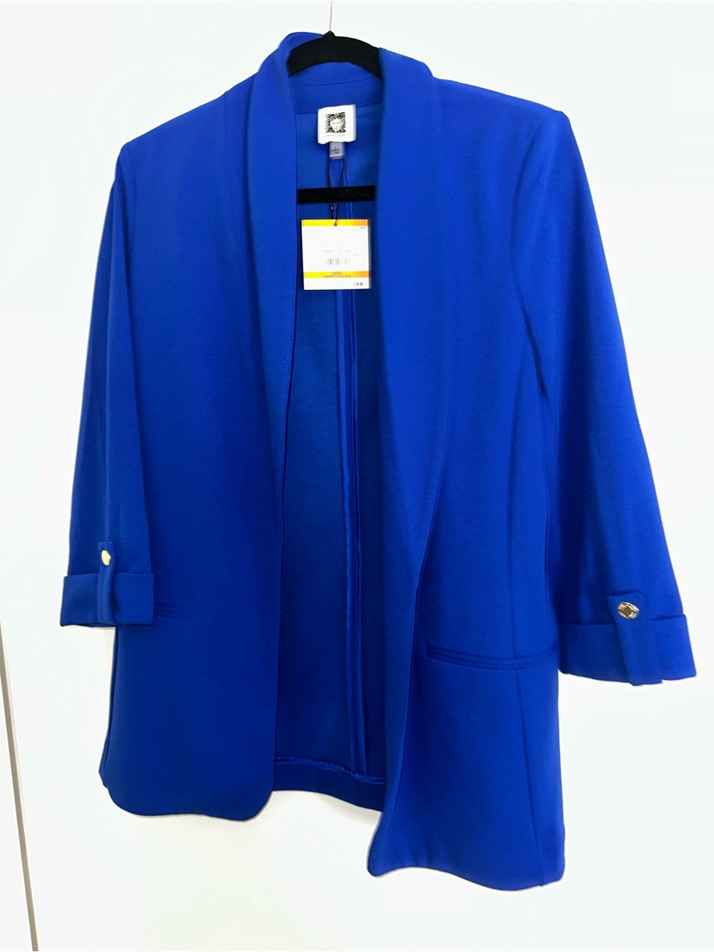 Ann Klein Women’s Open-Front Longline Blazer Jacket - Royal Blue